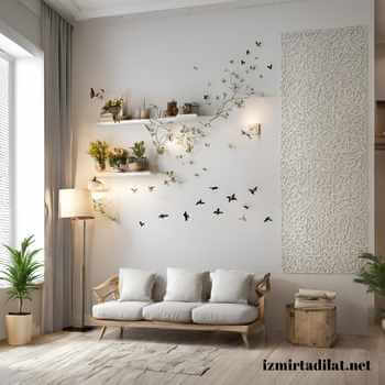 bitki ile duvar dekorasyonu modeli